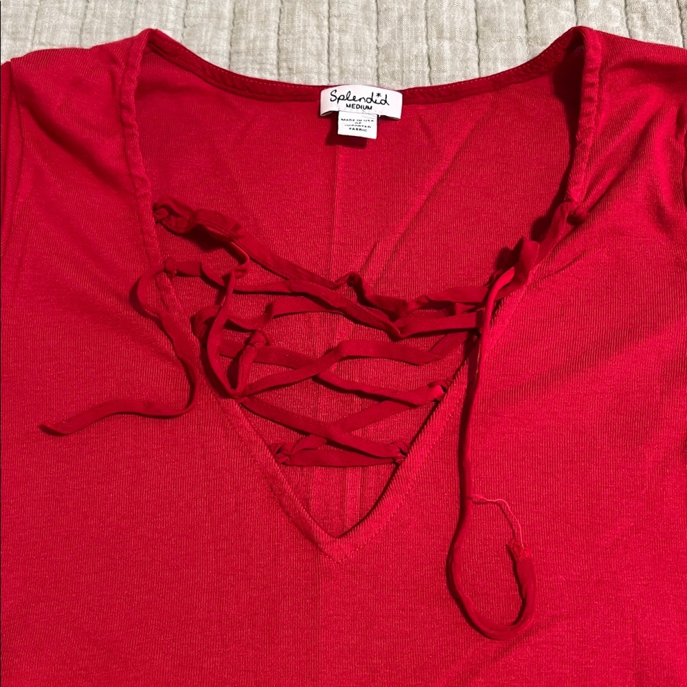 🔥🔥🔥Splendid LS LACE UP TOP - Picture 2 of 8